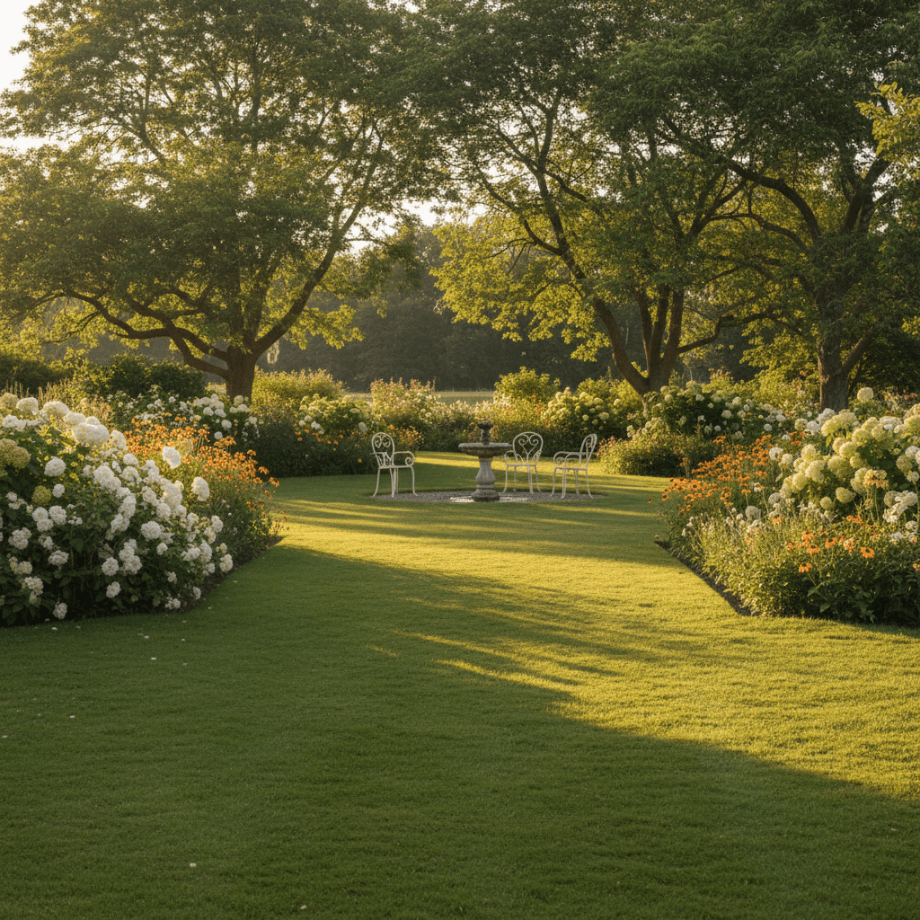 Garden grounds at sunset