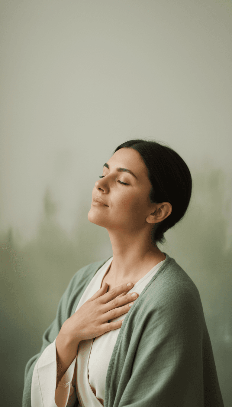 Woman pausing for a body check-in