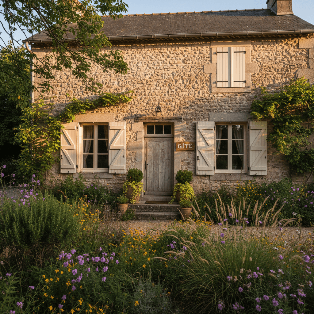 Gîte exterior in rural French countryside