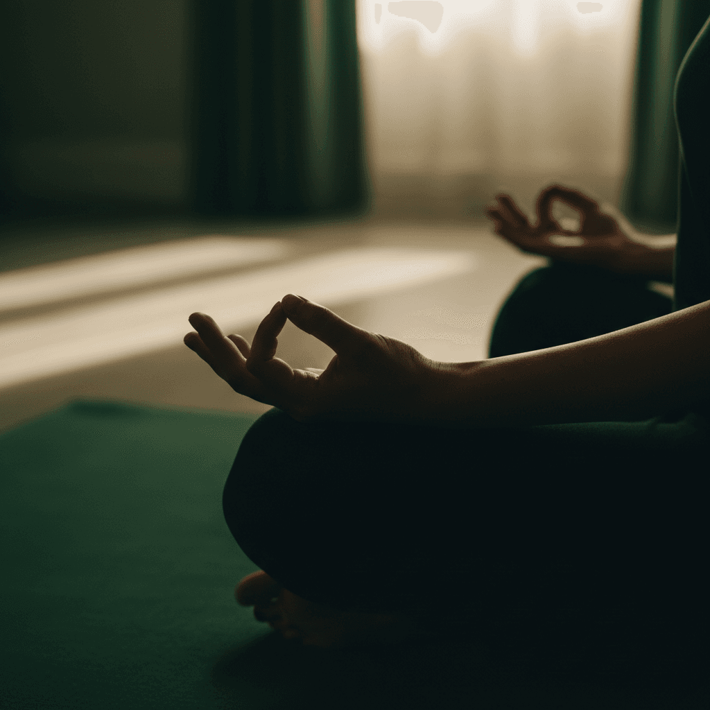 Close-up of hands in meditation gesture