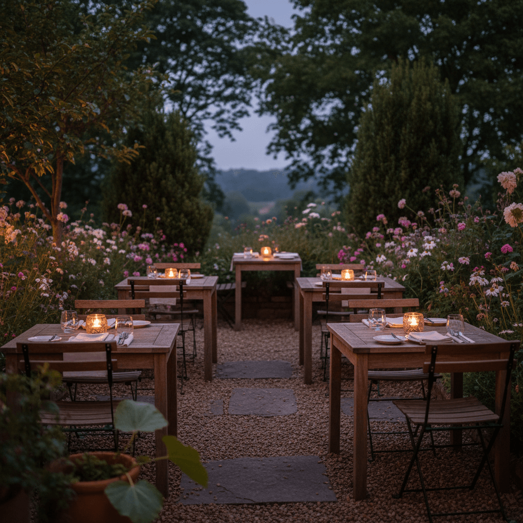 Evening outdoor gathering space